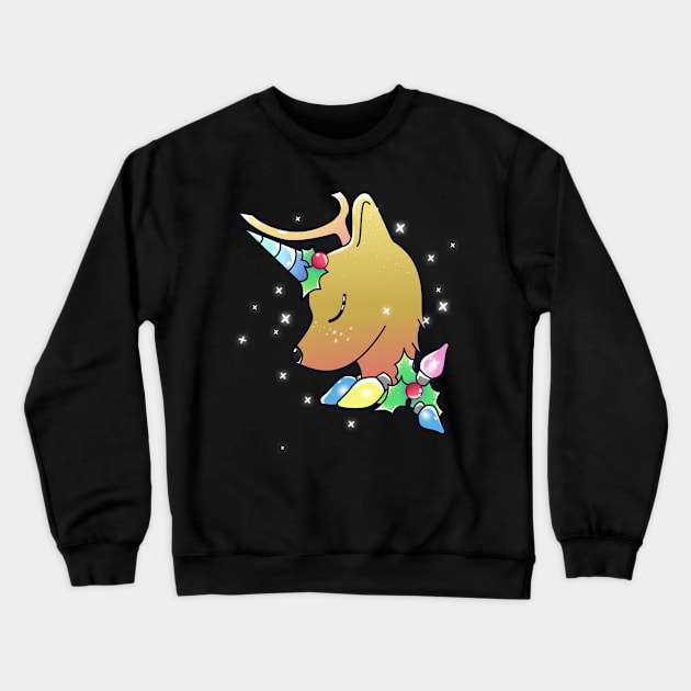 Cute Christmas Unicorn Deer Crewneck Sweatshirt by KawaiiForYou